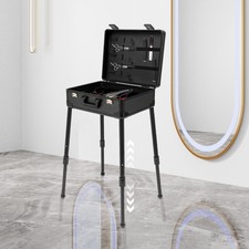 Professional Barber Stylist Suitcase w/Adjustable Stand and Large Capacity Black