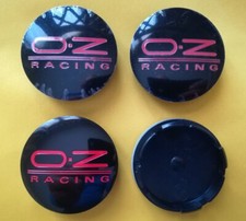 4 TAPPI COPRIMOZZO BORCHIE OZ RACING DA 56 mm IN ABS NERO GRAFICA ROSSA