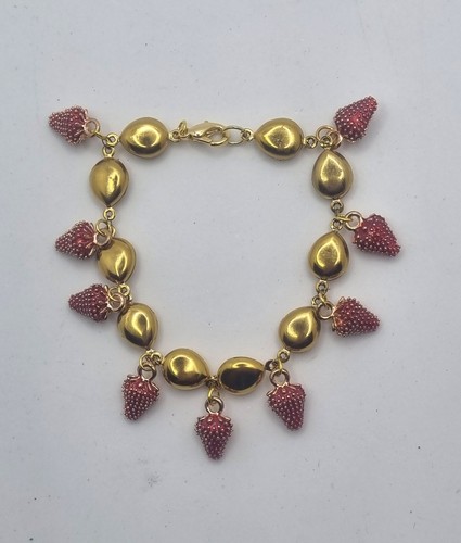 Bracciale dorato con fragole - bracciale,