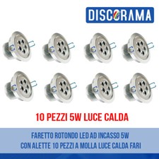 FARETTO ROTONDO LED AD INCASSO 5W CON ALETTE 10 PEZZI A MOLLA LUCE CALDA FARI