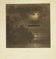 1848 Golf v. SALERNO Castel Amalfi litografia K. Lindemann Frommel Verlag Goupil