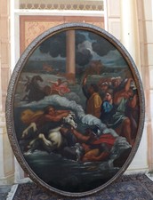 Museale dipinto ovale su tela 210x162 passaggio del Mar Rosso, Paolo Pagani