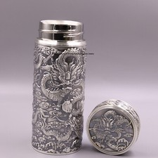 Bicchiere argento fine puro S999 modello drago bottiglia acqua sana 75 g 5,5 pollici