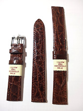 1 CINTURINO PELLE DI COCCODRILLO VERO DA 18 / 16 mm. EXTRA PIATTO CUCITO MARRONE