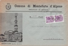 BUSTA INTESTATA COMUNE DI MONTEFORTE D'ALPONE    VERONA  FESTA DELL'UVA