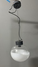 LAMPADA SOSPENSIONE VETRO OPALINO TRASPARENTE VINTAGE DESIGN MURANO GLASS ‘60