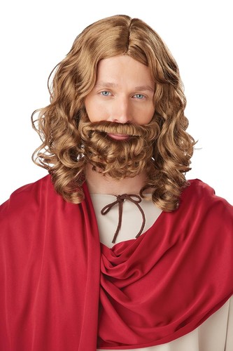 Parrucca gesù barba marrone - parrucca,
