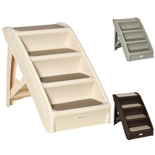 PawHut Rampa per Cani Pieghevole 4 Gradini Antiscivolo in PP