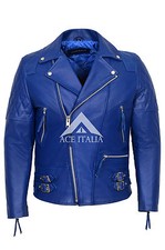 Giacca Uomo Pelle Blu Stile