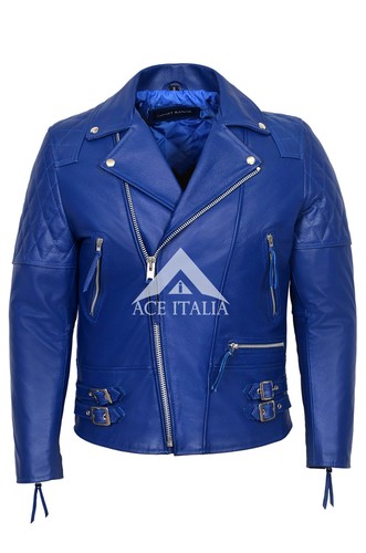 Giacca uomo pelle blu - giacca,