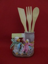 ✅ PORTA MESTOLI IN PREGIATA PORCELLANA BISCUIT CON 3 MESTOLI VINTAGE - 4496