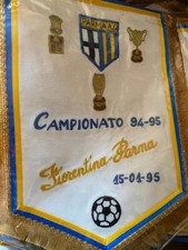 FIORENTINA PARMA 1994 GAGLIARDETTO RICAMATO  VINTAGE PENNANT  CALCIO  30X40 CM