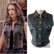 Rare Vintage Leather & Wool Vest ASO Faith Lehane BtVS Size M Vintage 90s Buffy