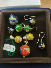 Argento 925 Pietre Dure Collezione 9 Mappamondi Tra Ciondoli E Orecchini 