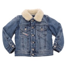 1821AF giubbotto jeans bimbo boy DIESEL blue denim padded jacket kids