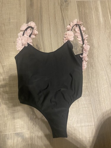 Costume intero nero fiori - costume,