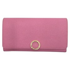 BVLGARI B.ZERO Pink Gold Hardware Leather Long Wallet for Women