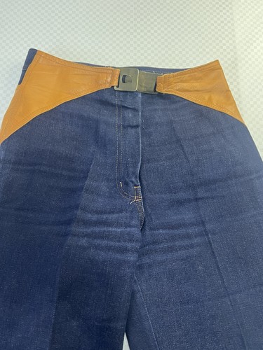 Jeans donna blu denim/pelle