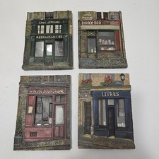 Chiu Tak Hak Parigi Francia Scene di Strada 3D Wall Art da Appendere Firmato Set di 4 LEGGI