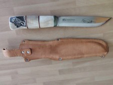 Coltello Vintage Tnturi Puukko Finlandese Manico E Fodero Di Renna Inciso 