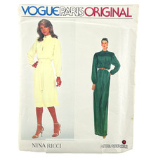 Abito Vogue Paris originale modello Nina Ricci 2352 vestibilità ampia non tagliato FF taglia 12