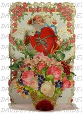 48] POP UP OUT STAND UP BIGLIETTO 3D AUGURALE SAN VALENTINO - CUPIDO E FIORI 