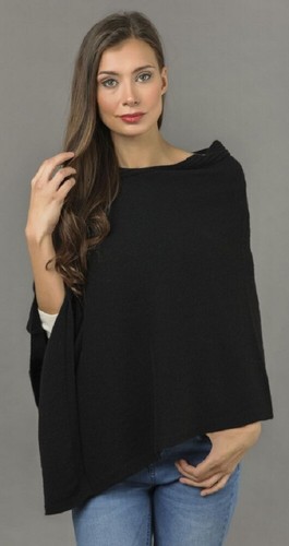 Cashmere poncho mantello nero - cashmere,