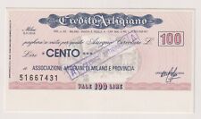 Miniassegni  Compensati (di proprietà) - 100 Lire Credito Artigiano