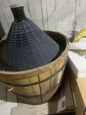 Damigiana in vetro da 20 litri antica vecchio boccione Legno Olio Vino Vintage