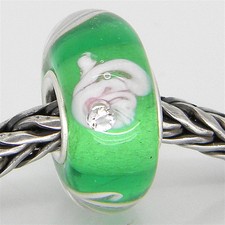 PERLINA VETRO DI MURANO AUTENTICA ARGENTO STERLING 925 QUERCIA CIONDOLO EUROPEO PERLINE 3062