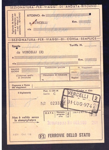 Biglietto ferrovie treno - ferrovie,