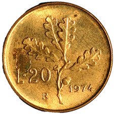 Italy 20 Lire 1974 KM# 97