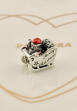 Nuovo Originale Pandora Argento Buon Natale Slitta di Babbo Natale Ciondolo Festivo 792004CZ