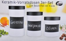 Contenitori Alimenti Con Lavagna 3tlg. IN Ceramica Scatola Caffè Tè Vasetti