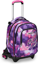 Trolley Scuola Jack Detach 3 Ruote, Viola Fucsia, Bubble Street, 3 in 1, Zaino C