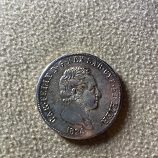 Riproduzione 5 Lire 1824 Carlo Felice placcata Argento 