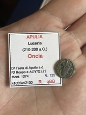 Apulia  oncia Apollo e rospo 210-200 ac Mont. 1074 Rara #ARDA10