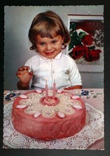 cart.2647 cartolina.vintage Fanciullo, buon compleanno 2 anni. torta compleanno