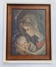 Quadro Madonna Con Bambino Gesù Olio stampa antico