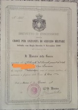 ATTESTATO DIPLOMA CROCE ANZIANITÀ SERVIZIO CROCE D'ORO MEDAGLIA BREVETTO REGNO