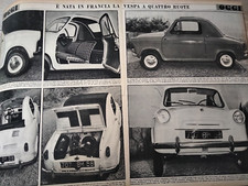 1957 NATA LA VESPA 400 VETTURA PRESENTAZIONE CARATTERISTICHE ARTICOLO EPOCA