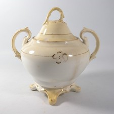 ANTICA ZUCCHERIERA IN CERAMICA PORCELLANA INGLESE BONE CHINA ROCOCO VINTAGE W117