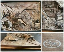 Quadro BASSORILIEVO scultura PAESAGGIO vintage BERGER 12/9/2 cm placato argento 
