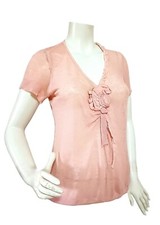 TWIN SET BY SIMONA BARBIERI, MAGLIA TOP, LINO, ROSA CIPRIA, TG S