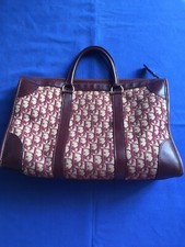 Christian Dior grande borsa a mano pelle e tela monogramma bordeaux vintage