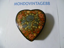 SCATOLA CUORE INDIA LEGNO LACCATA BOX PORTA GIOIE 10 X 9,5 CM H 4,2 CM USATA