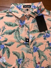 Polo uomo Bad Birdie nuova taglia XL disegno floreale golf nuova con etichetta