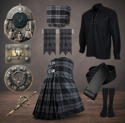 Scottish tartan kilt outfit - tartan,