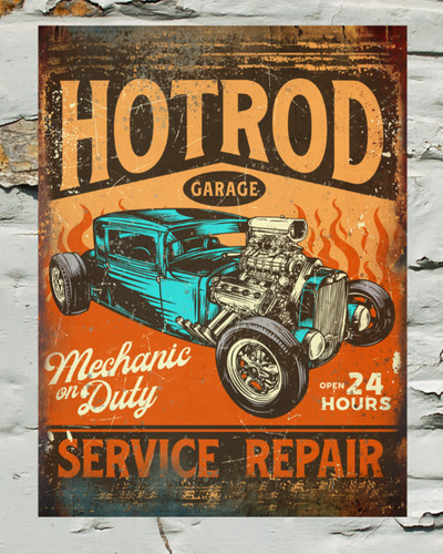 Targa insegna metallo hot rod - targa,