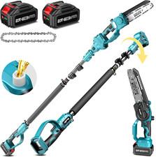 Cordless 8" Chainsaw w/ Telescopic Handle Auto Oiler 8000mAh 2-in-1 Pruning Tool